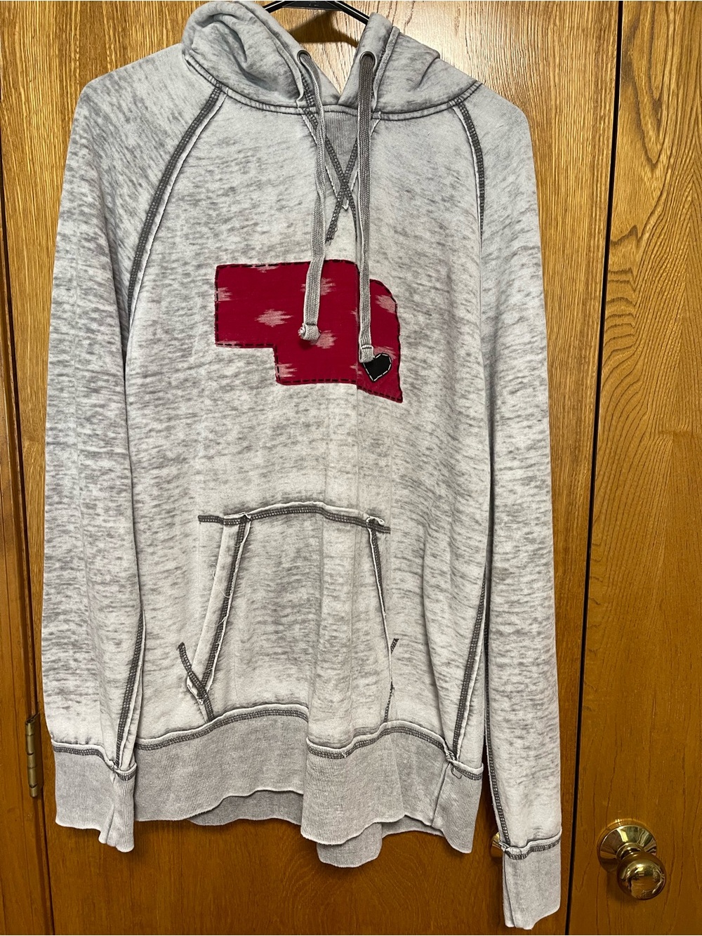 J. America Gray Hooded Pullover with Maroon State Patch